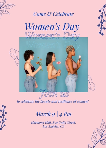 Beautiful Women's Day Invitation Template - Edit Online & Download Beautiful Women's Day Invitation Template - Edit Online & Download