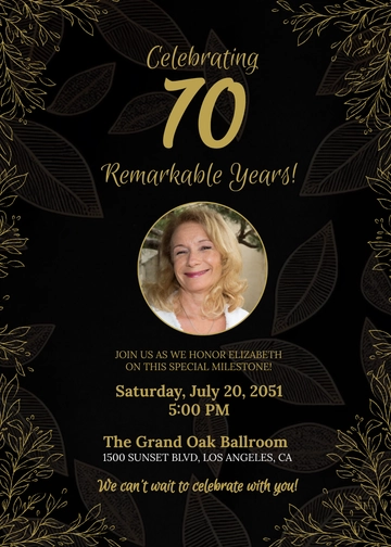 Happy 70th Birthday Invitation Template - Edit Online & Download