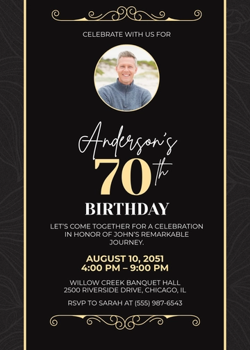 Luxury 70th Birthday Invitation Template - Edit Online & Download