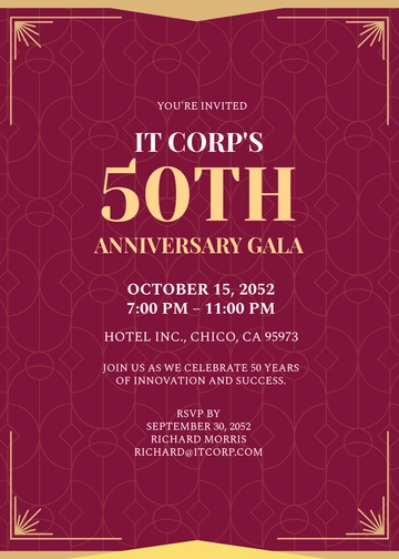 Corporate Company Anniversary Invitation Template - Edit Online & Download