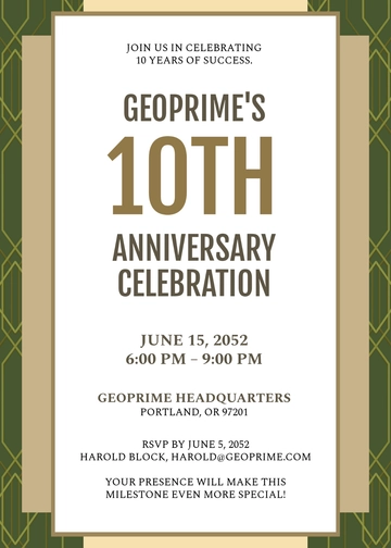 Company Anniversary Celebration Invitation Template - Edit Online & Download