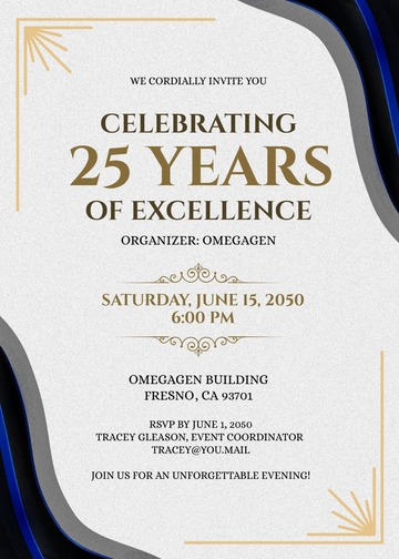 25th Company Anniversary Invitation Template - Edit Online & Download