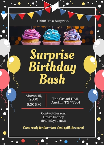Shhh! It’s a Surprise Invitation Template - Edit Online & Download Shhh! It’s a Surprise Invitation Template - Edit Online & Download
