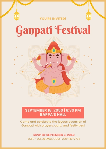 Ganpati Festival Invitation Template - Edit Online & Download