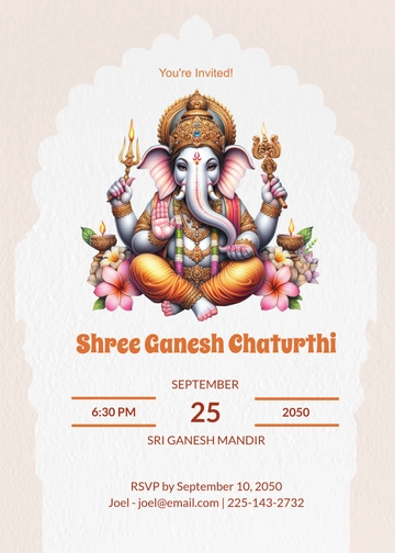 Ganpati Drawing Invitation Template - Edit Online & Download