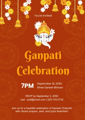 Ganpati Illustration Invitation Templates - Edit Online & Download