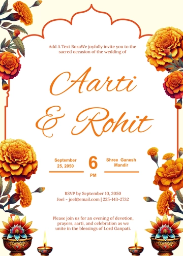 Ganpati Wedding Invitation Template - Edit Online & Download