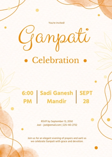 Aesthetic Ganpati Sadi Invitation Template - Edit Online & Download