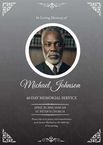 40-Day Funeral Service Invitation Template - Edit Online & Download