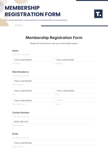 Membership Registration Form Template - Edit Online & Download