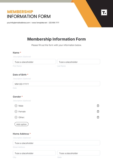 Membership Information Form Template - Edit Online & Download