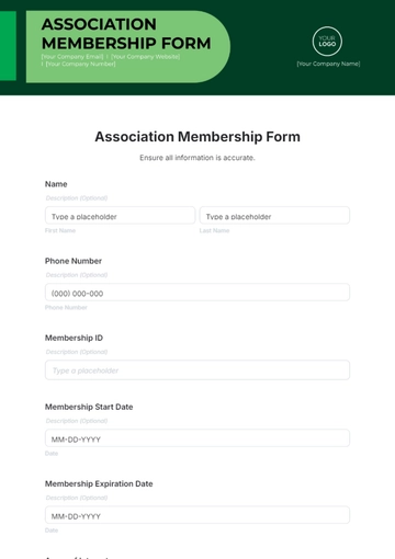 Association Membership Form Template - Edit Online & Download