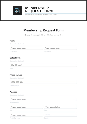 Membership Request Form Template - Edit Online & Download