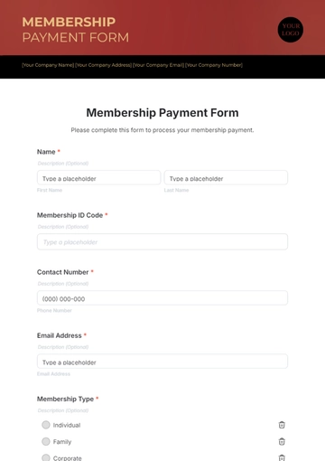 Membership Payment Form Template - Edit Online & Download