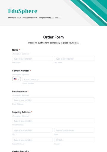 Free Order Form Template to Edit Online
