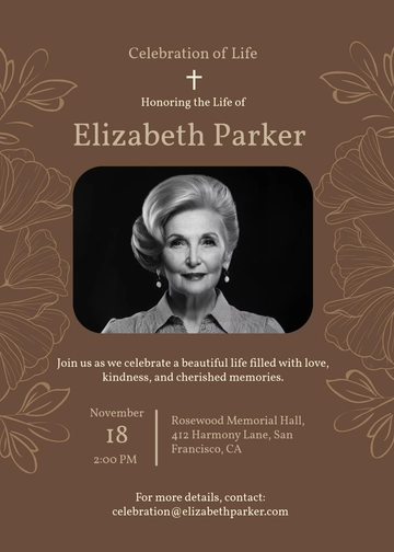 Celebration of Life Funeral Service Invitation Template - Edit Online & Download