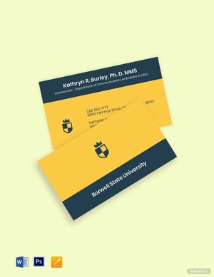 University Head Department Business Card Template