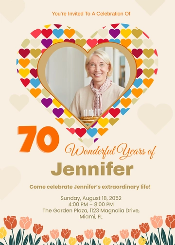 Colorful Mom 70th Birthday Invitation Template - Edit Online & Download
