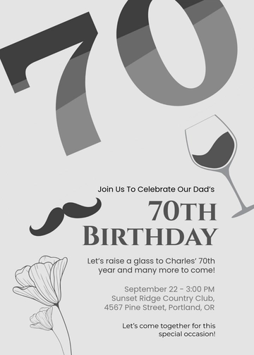 Dad 70th Birthday Invitation Template - Edit Online & Download