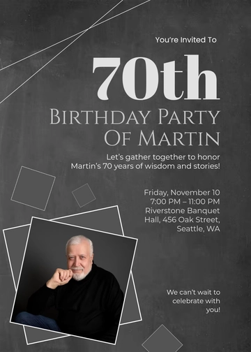 Chalkboard 70th Birthday Invitation Template - Edit Online & Download