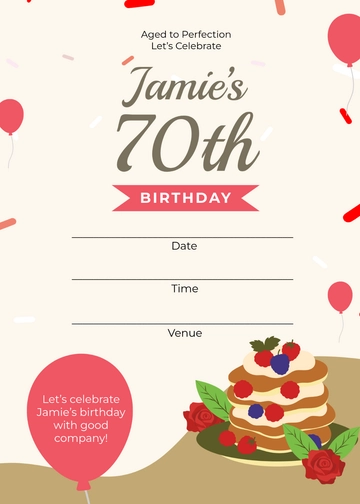 Blank 70th Birthday Brunch Invitation Template - Edit Online & Download