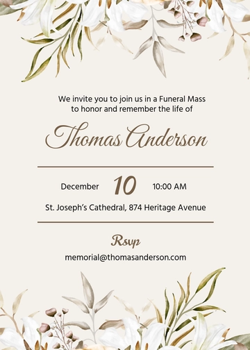Professional Funeral Service Mass Invitation Template - Edit Online & Download