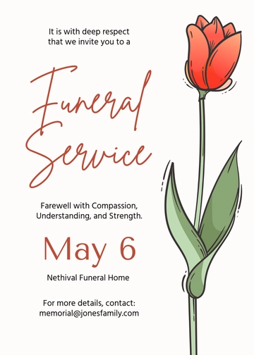 Simple Funeral Service Anniversary Invitation Template - Edit Online & Download