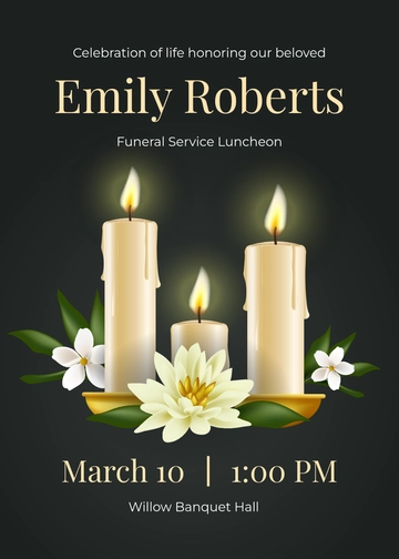 Funeral Service Luncheon Invitation Template - Edit Online & Download