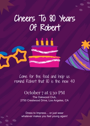 Creative Funny 80th Birthday Invitation Template - Edit Online & Download