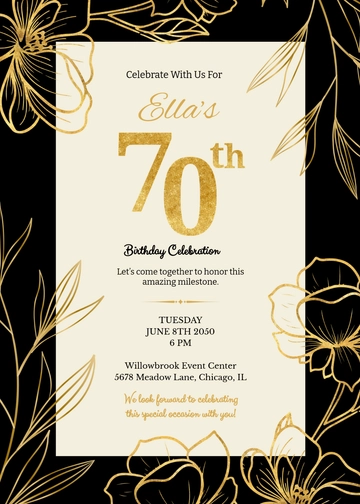 70th Birthday Celebration Invitation Template - Edit Online & Download