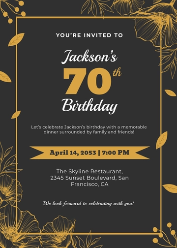Creative 70th Birthday Dinner Invitation Template - Edit Online & Download
