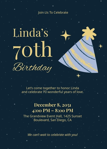 Best 70th Birthday Invitation Design Template - Edit Online & Download