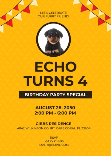 Simple Pet Dog Birthday Invitation Templates - Edit Online & Download
