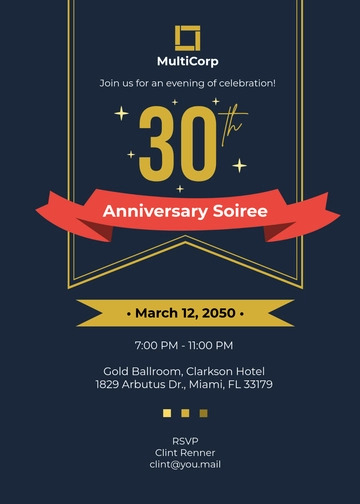 Elegant Company Anniversary Invitation Template - Edit Online & Download