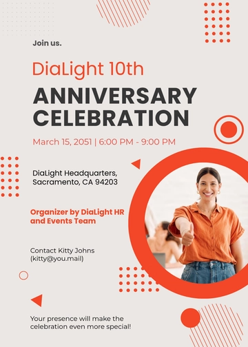 Company Anniversary Invitation Template for Employees - Edit Online & Download