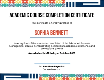 Academic Course Completion Certificate Template - Download | Template.net
