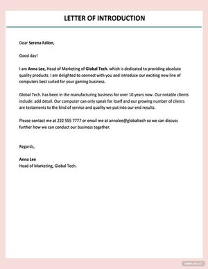 Letter of Introduction Template Letter of Introduction Template