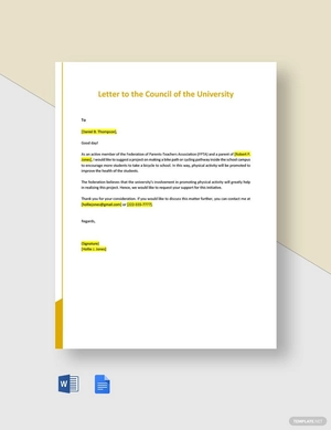Letter to the Council of the University