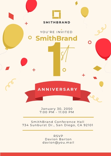 Company Anniversary RSVP Invitation Template - Edit Online & Download