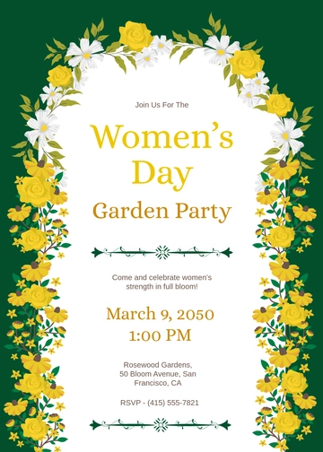 Women’s Day Garden Party Invitation Template - Edit Online & Download Women’s Day Garden Party Invitation Template - Edit Online & Download