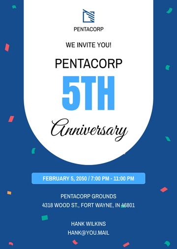Company 5th Anniversary Invitation Template - Edit Online & Download