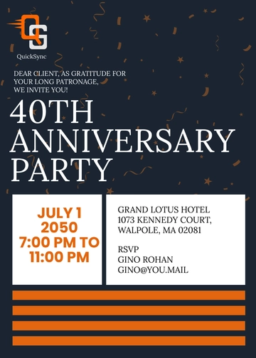 Company Anniversary Party Invitation Template for Clients - Edit Online & Download