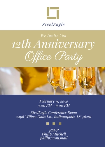 Simple Company Office Anniversary Invitation Template - Edit Online & Download