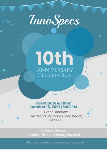 Company Anniversary Party Invitation Template - Edit Online & Download