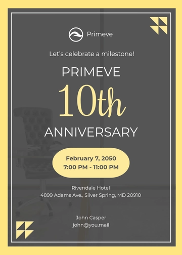 Company Anniversary Milestone Invitation Template - Edit Online & Download