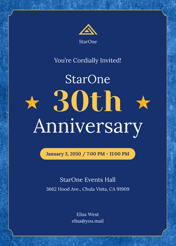 30th Company Anniversary Invitation Template - Edit Online & Download