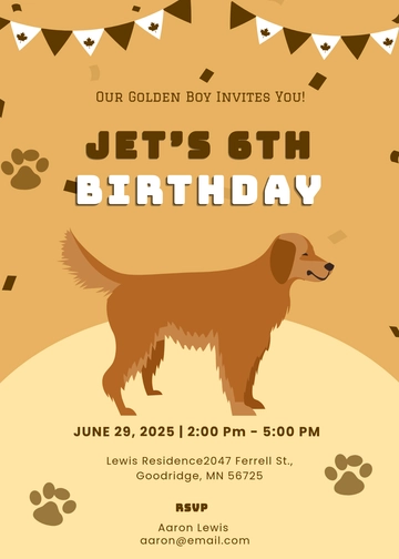 Free Golden Retriever Dog Birthday Invitation Template to Edit Online