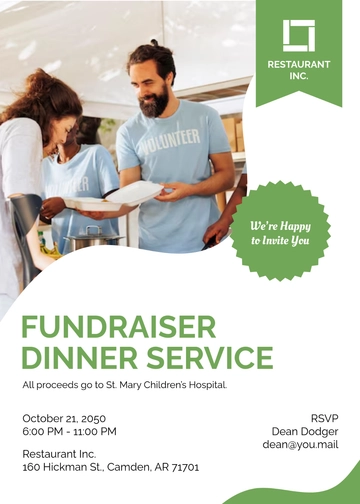 Customizable Restaurant Fundraising Invitation Template - Edit Online & Download