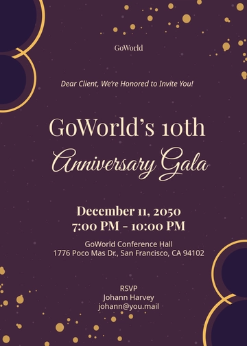 Modern Company Anniversary Invitation Template for Client - Edit Online & Download