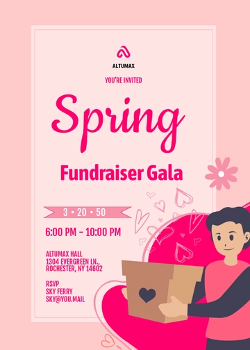 Colorful Spring Fundraising Invitation Template - Edit Online & Download
